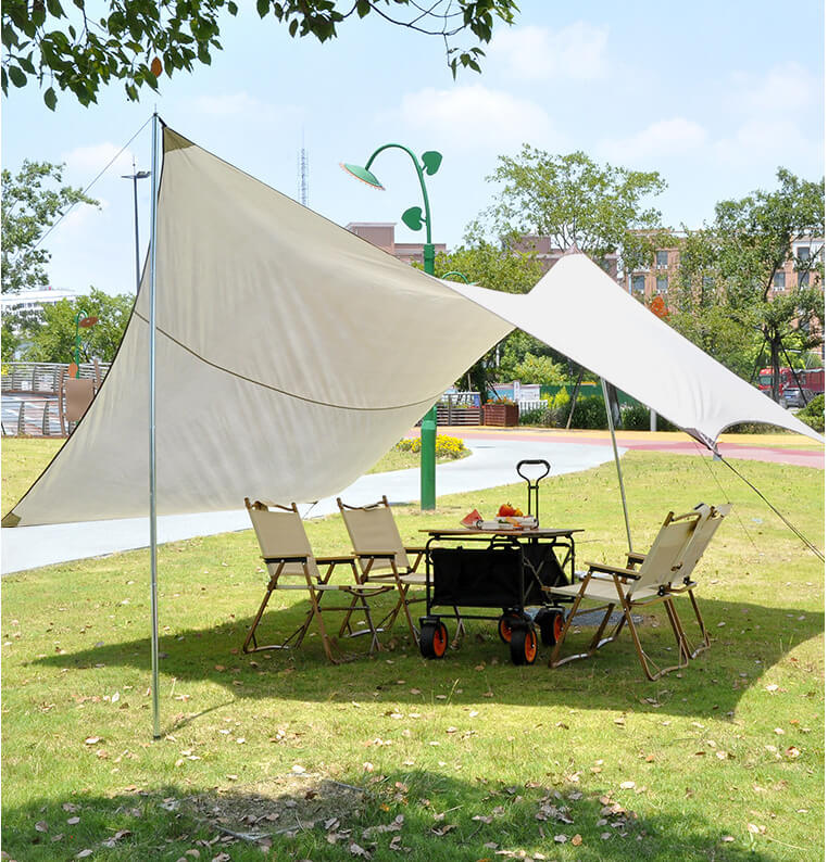 LINEVI Canvas Sun Shelters Camping Tent in Summer