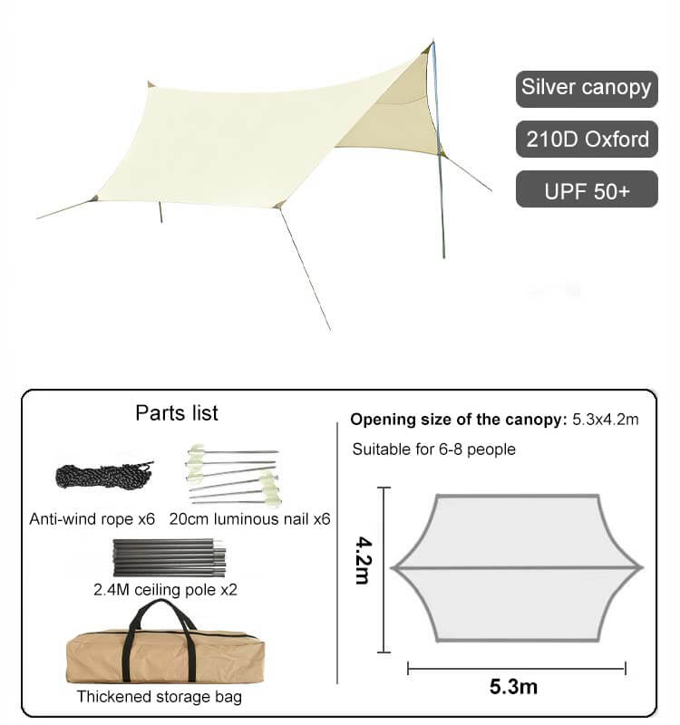 LINEVI Canvas Sun Shelters Camping Tent in Summer