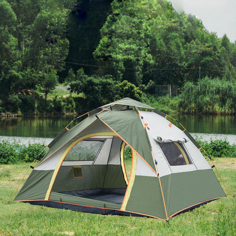 LINEVI Single Layer Tent Camping Outdoor Tents Full-set-folding Portable, Suitable for Use by 3-4 People