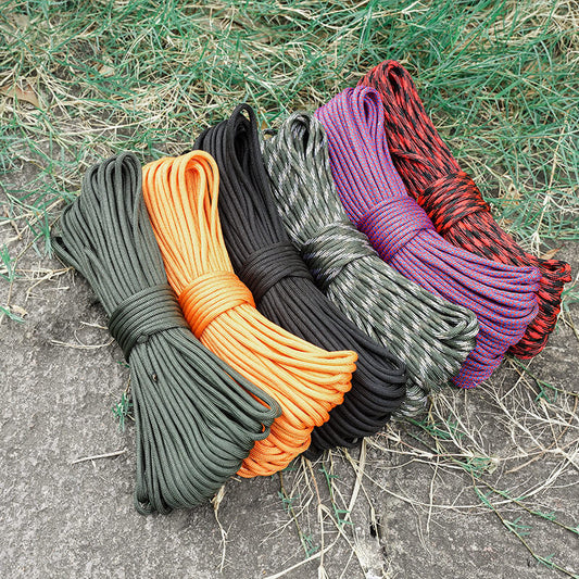 LINEVI Paracord Parachute Fire Cord Survival Ropes Red Tinder Cord PE Fishing Line Cotton Thread 7 Strands Outdoor 100 Feet