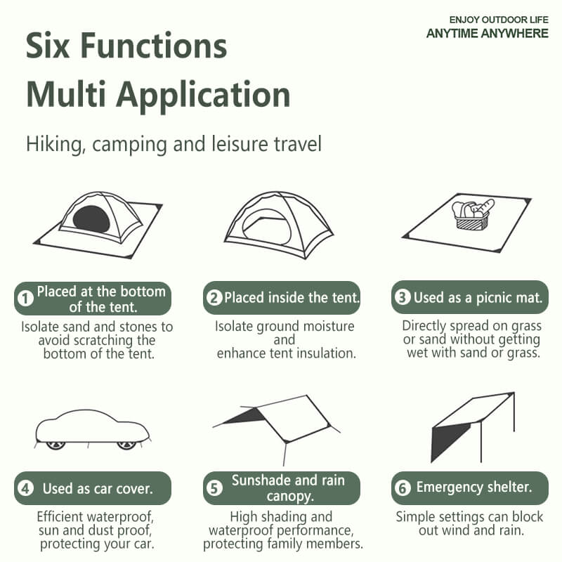 LINEVI Tarp Outdoor Moisture-proof Mat Picnic Mat Blanket Tarpaulins PU5000+
