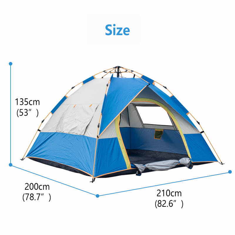 LINEVI Single Layer Tent Camping Outdoor Tents Full-set-folding Portable, Suitable for Use by 3-4 People